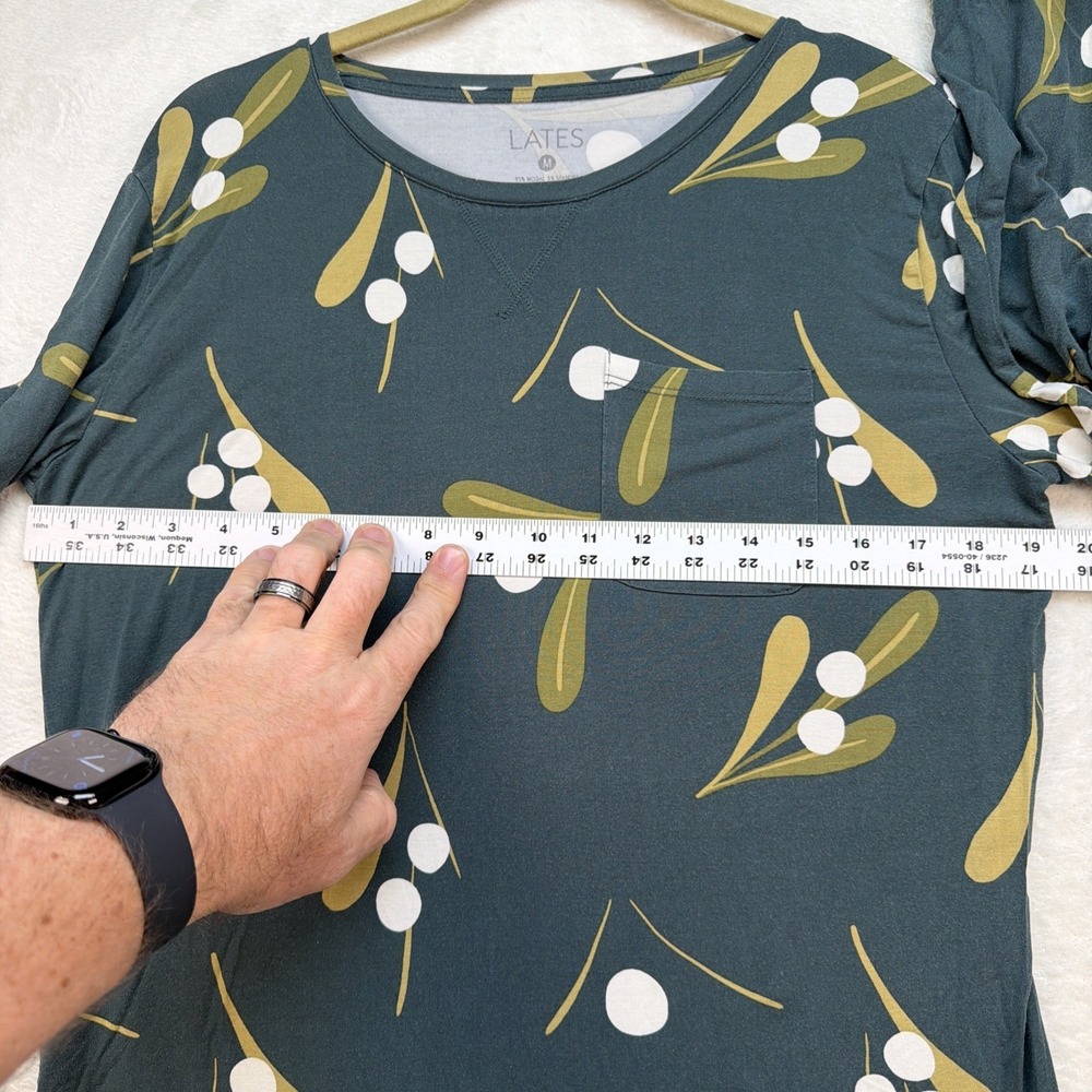 Lates By Kate Modal Pajama Set Women's Medium Olive Botanical Jogger Lounge‎ - Picture 6 of 16